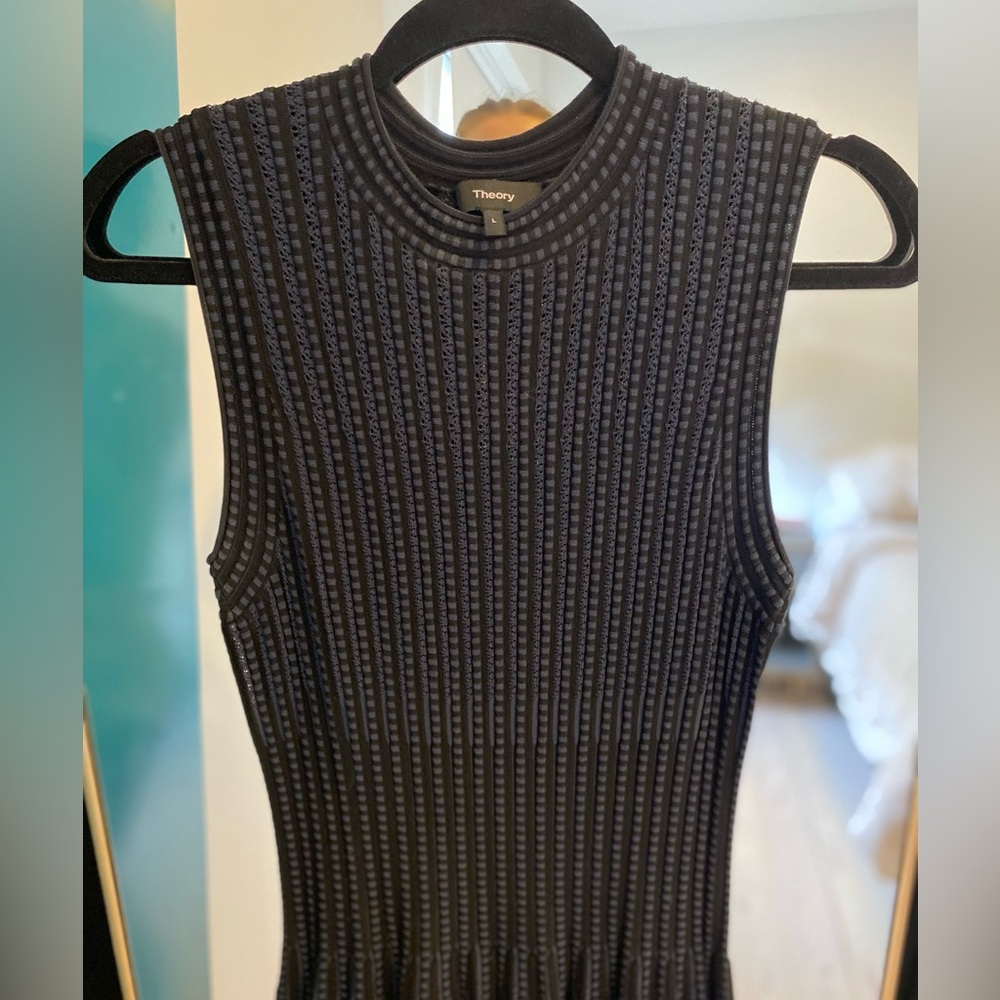 Theory Novelty Checker Knit Sleeveless Short Dress - Picture 7 of 16